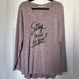 EVRI Heathered Pink Long Sleeve Top